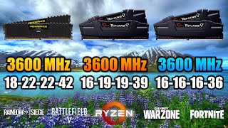 3600MHz 18222242 vs 3600MHz 16191939 vs 3600MHz 16161636 with 3900X  RAM Comparison Test [upl. by Eirrot724]