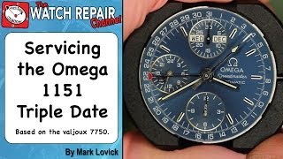 Service Omega Speedmaster 1151 Triple Date reconfiguration Valjoux 7750 Watch repair tutorials [upl. by Loring663]