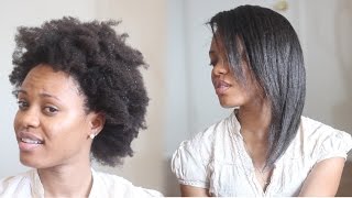 HOW TO Straighten 4C Natural Hair Tutorial No Blow Dryer Needed [upl. by Gabriel85]