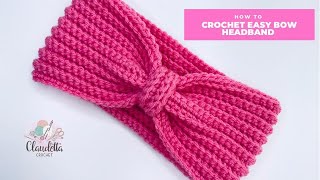 CROCHET easy BOW HEADBAND  Beginners [upl. by Monique]