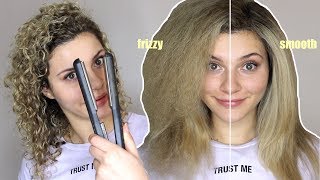 HOW TO STRAIGHTEN CURLY HAIR WITHOUT FRIZZ [upl. by Ulyram119]