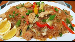 PANCIT SOTANGHON GUISADO WITH CHICKEN amp SHRIMP  VERMICELLI NOODLES  PANCIT SOTANGHON GUISADO [upl. by Estren904]