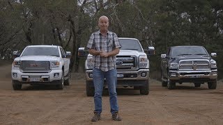 Ford F250 vs GMC Denali vs RAM 2500 Pickup comparison review  Farms amp Farm Machinery [upl. by Seuqirdor899]