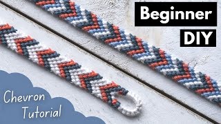 EASY Chevron Tutorial with TEAR DROP LOOP  Friendship Bracelets Beginner DIY [upl. by Yentyrb]