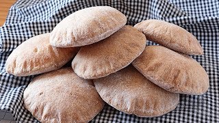 Pan de pita integral 100   Pan árabe ¡Trucos 🇬🇧SUB [upl. by Aicnarf]