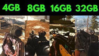 Call of Duty Warzone 4GB Ram vs 8GB Ram vs 16GB Ram vs 32GB Ram [upl. by Anaitsirhc]