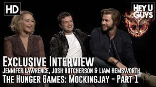 Jennifer Lawrence Josh Hutcherson amp Liam Hemsworth Interview The Hunger Games Mockingjay  Part 1 [upl. by Linnea]