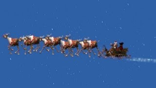 animated Santa Claus with sleigh in snowfall  blue  black screen [upl. by On409]