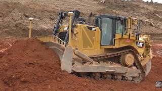 A Big Caterpillar D8T Dozer Pushing Dirt [upl. by Ashil]