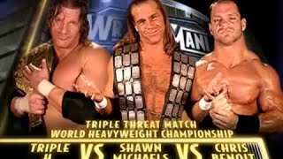 WWE WrestleMania 20 Triple H c vs Shawn Michaels vs Chris Benoit Full Match [upl. by Jamilla]