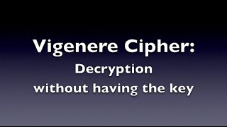 Vigenere Cipher  Decryption Unknown Key [upl. by Charles]