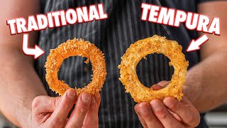 Crispiest Homemade Onion Rings 2 Ways Traditional and Tempura Style [upl. by Fitzhugh]