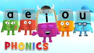 Phonics  Learn to Read  A E I O U  Learning Vowels  Alphablocks [upl. by Mauricio]