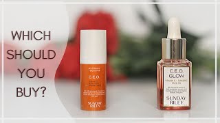 Sunday Riley CEO Serum vs CEO Glow oil  Review amp Comparison [upl. by Dnomar249]