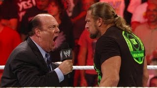 Paul Heyman accepts Triple Hs SummerSlam challenge Raw July 23 2012 [upl. by Les849]