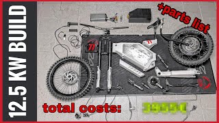 Ebike build 72v 12500 Watt  SABVOTON72150  qs273  parts list  costs [upl. by Aynam]