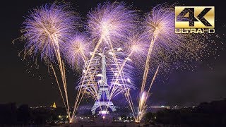 ⁽⁴ᴷ⁾ Paris 2018 Feu dartifice  Tour Eiffel Quatorze Juillet  Fête nationale  GroupeF [upl. by Volkan980]