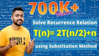 L24 Recurrence Relation  Tn 2Tn2 n  Substitution Method  Algorithm [upl. by Lilllie]