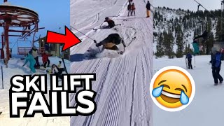 FUNNIEST Ski Lift Fails  Skiers amp Snowboarders Falling Off Ski Lifts 😂 [upl. by Jerrol]