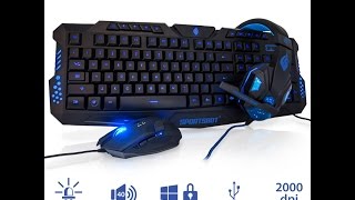 Pro gamer Mikes review on SportsBot SS301 Blue LED Gaming Headset Keyboard amp Mouse Combo Set [upl. by Cyril]