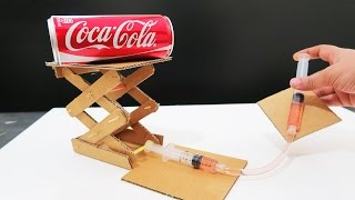 How to Make Hydraulic Powered Robotic Lift Crane From Cardboard [upl. by Lekar]