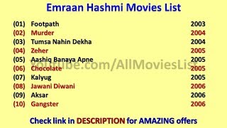 Emraan Hashmi Movies List [upl. by Noiramed]