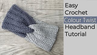 COLOR TWIST Headband  EASY Crochet Headband Tutorial [upl. by Pendergast]