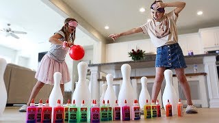 Blindfolded GIANT Bowling Slime PRANK Challenge  JKrew [upl. by Ecirtael]