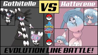 GOTHITELLE vs HATTERNE  Evolution Line Battle  Pokémon SwordShield [upl. by Adniroc388]