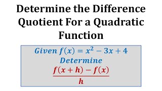 Ex 2 The Difference Quotient Quadratic Function [upl. by Ongineb]