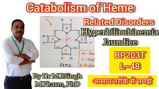 Catabolism of Heme  Hyperbilirubinemia amp Jaundice  Biochemistry  BP203T  L48 [upl. by Norina391]