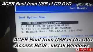 ACER Boot from USB et CD DVD  Access BIOS  Install Windows [upl. by Osmo473]