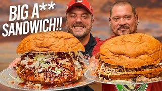 Shortys Undefeated BBQ Sandwich Challenge in Arkansas w DaGarbageDisposal [upl. by Ahsaele237]