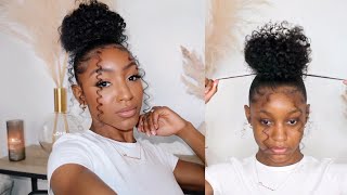 Curly bun with bangs tutorial  SUPER EASY Cennedy Elexis [upl. by Henry]