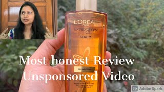 Most Honest and unsponsored review of Loreal Paris extraordinary oil hair serum  pinkishpinkey [upl. by Shaver]