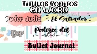 como hacer TITULOS BONITOS en WORD [upl. by Brest932]