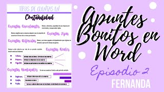 Apuntes Bonitos en Word Episodio 2 Fernanda 🌺💜 [upl. by Gilberto]