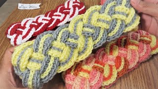 Crochet Very Easy Four Strand Braided Headband [upl. by Gerk922]