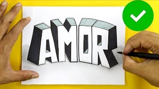 COMO Dibujar letras BONITAS en 3D ❤️ Dibujos de AMOR 3D 💚 How to DRAW 3D Letters [upl. by Huberty]