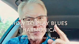 How To Play Blues Harmonica – Absolute Beginner  Day 1 [upl. by Ellenej865]