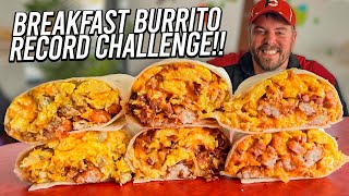 Cheesy Breakfast Burrito Man vs Food Challenge Record [upl. by Elish]