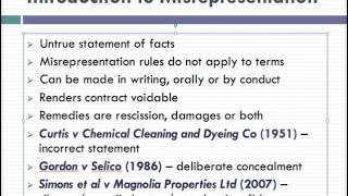 Misrepresentation Lecture 1 of 4 [upl. by Aihtenak]