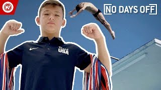 14YearOld Does INSANE Diving Tricks  No Days Off [upl. by Nnaycart793]