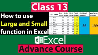 How to use Large and Small Functions in Excel in Urdu  Class No 13 [upl. by Kirre522]