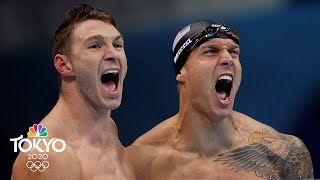 USA sets new world record to continue mens 4x100 medley relay reign  Tokyo Olympics  NBC Sports [upl. by Aivilo68]