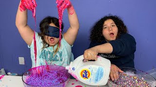 Mary CHEATED Blindfolded Slime Challenge [upl. by Ahtiekahs]