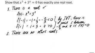 Showing that a Function Has Exactly One Root [upl. by Metts]