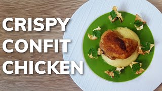 Michelin star CONFIT CHICKEN with LETTUCE VELOUTE at home [upl. by Kori378]