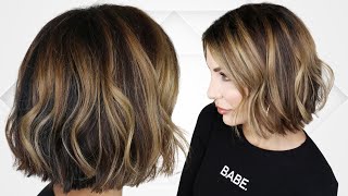 How To Style A Blunt Bob  Undone Textured Waves  Short Hair [upl. by Goebel]