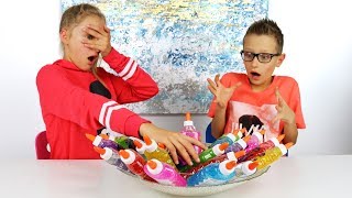 3 Colors of Glue Slime Challenge [upl. by Polito]